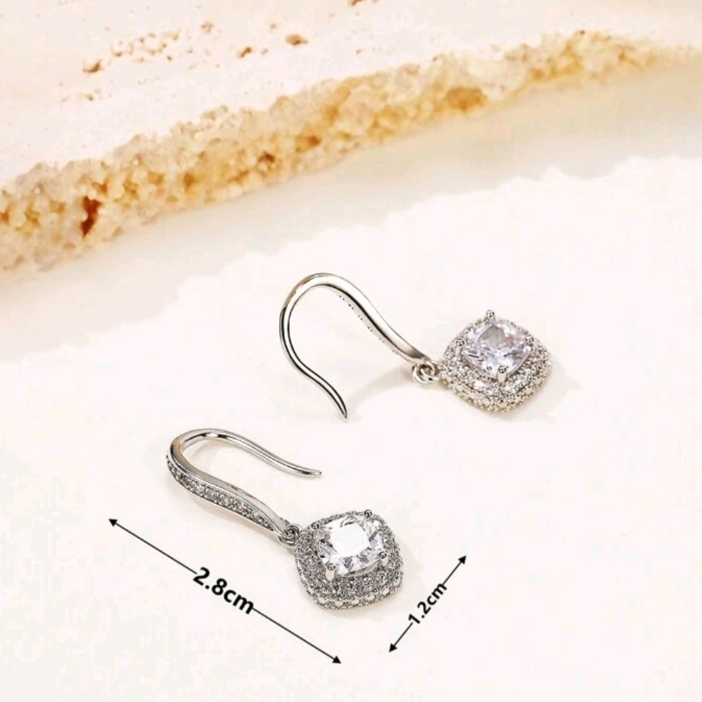 Elegant Silver Crystal Drop Earrings - Picture 4 of 4